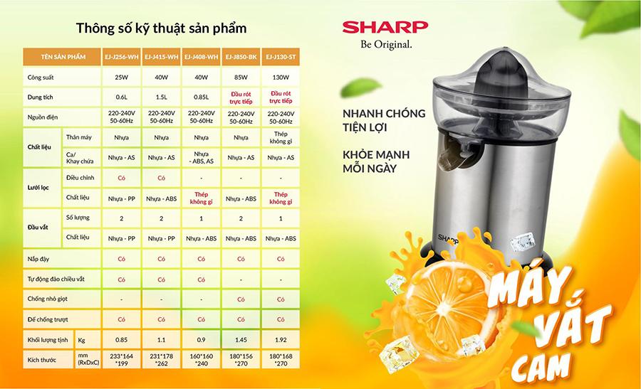 Máy Vắt Cam SHARP EJ-J256-WH - Hàng Chính Hãng