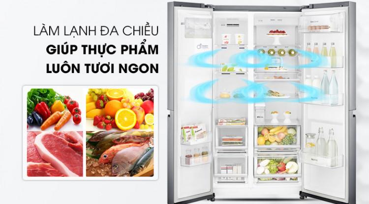 Làm lạnh đa chiều - Tủ lạnh LG Inverter 601 lít GR-D247JDS Làm lạnh đa chiều - Tủ lạnh LG Inverter 601 lít GR-D247JDS