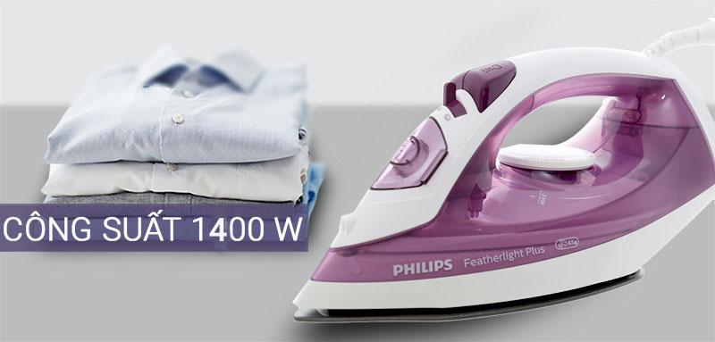 Bàn ủi hơi nước Philips GC1426/37 Tím Công suất mạnh mẽ - Bàn ủi hơi nước Philips GC1426/37 Tím