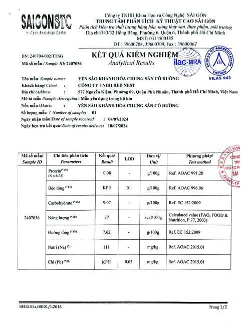 Yến sào chưng sẵn 36%