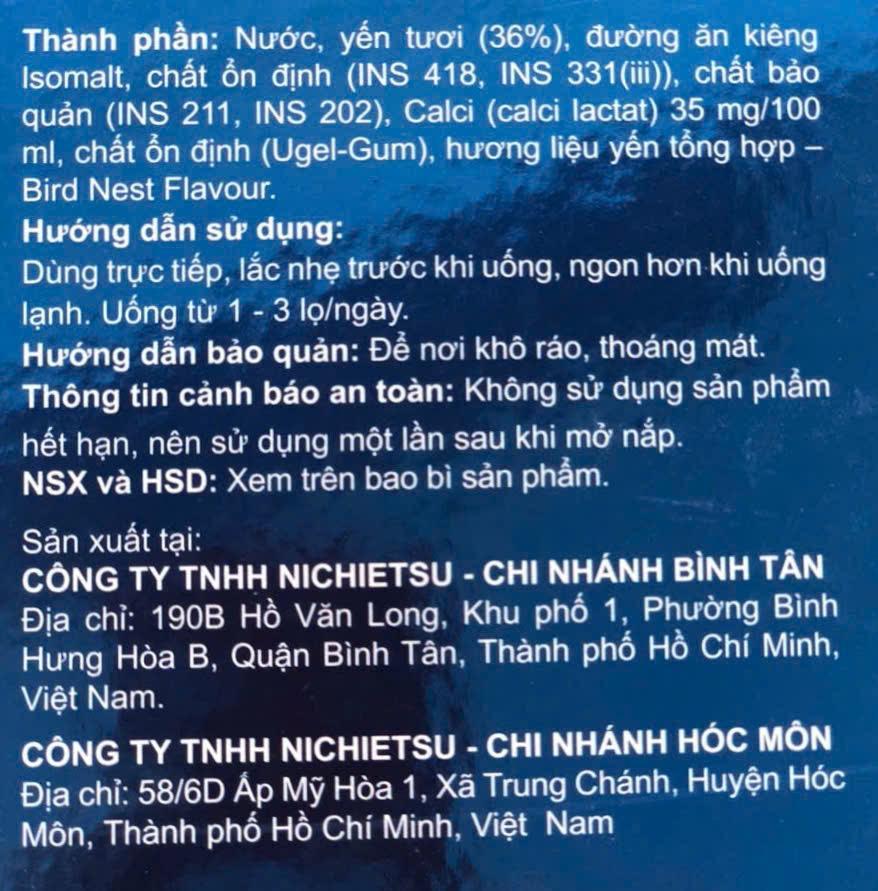 Yến sào chưng sẵn ăn kiêng canxi 36%