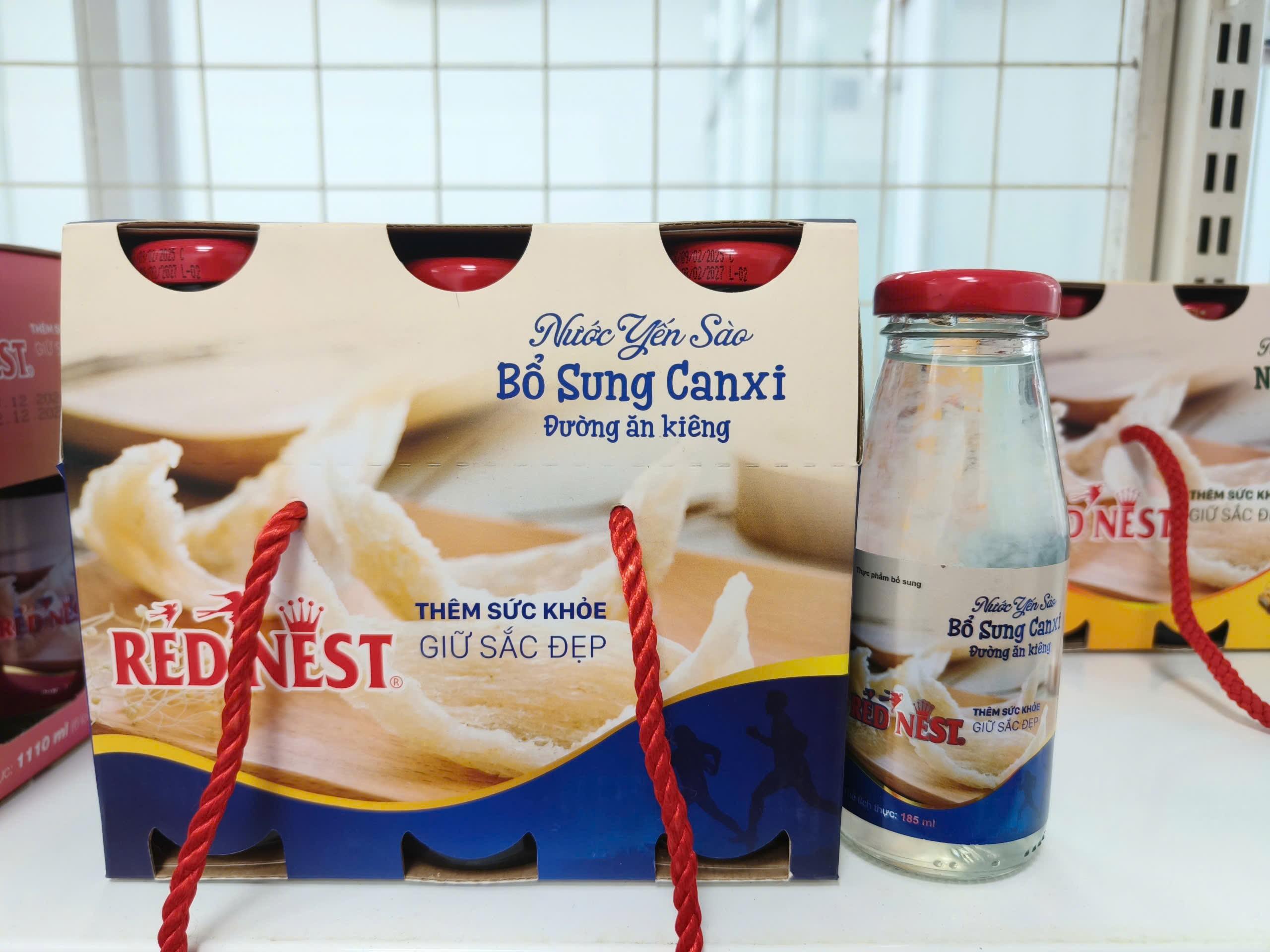 Nước yến sào chai 185ml Canxi đường ăn kiêng xách 6
