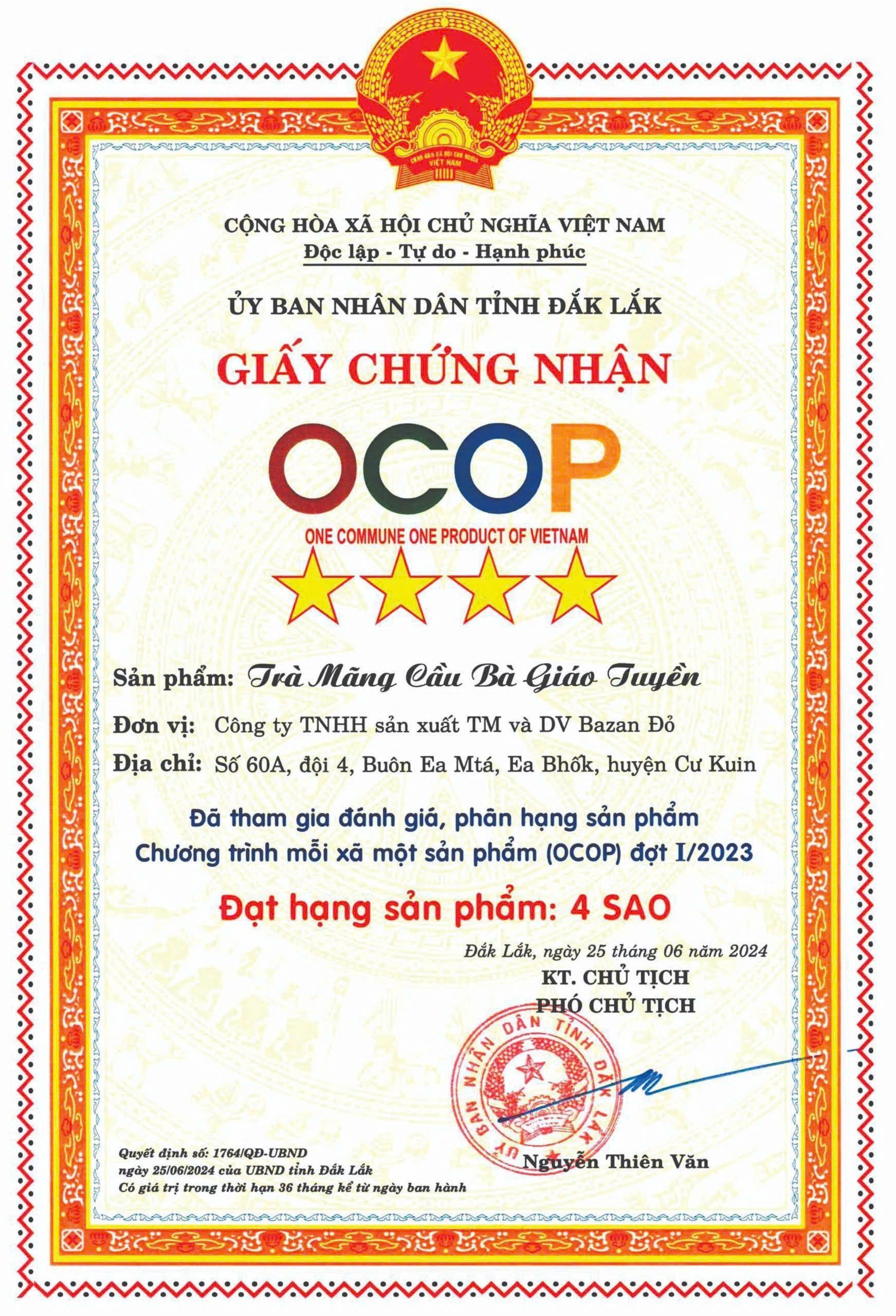 chúng nhan ocop 4 sao 
