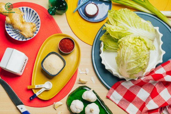 Nguyên liệu tươi ngon cho nước sốt kim chi cải thảo