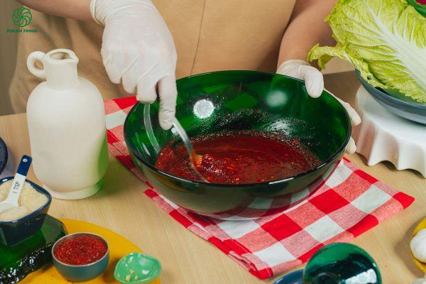 Nước sốt kim chi cải thảo sánh mịn, đỏ đẹp